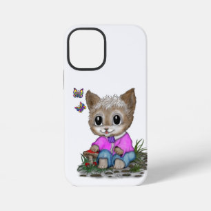 Schattigee kat en vlinder iPhone 12 mini hoesje