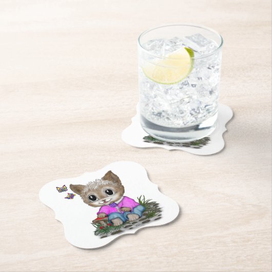 Schattigee kat en vlinder kartonnen onderzetters (Insitu)