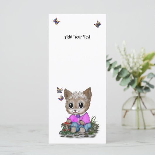 Schattigee kat en vlinder menu (Staand voorkant)