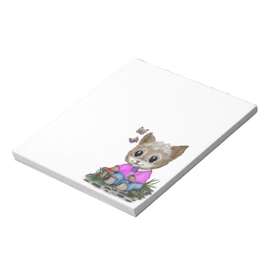 Schattigee kat en vlinder notitieblok (Linkerzijde)