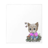 Schattigee kat en vlinder notitieblok (Voorkant)