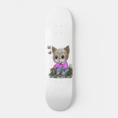 Schattigee kat en vlinder persoonlijk skateboard (Voorkant)