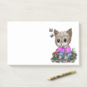 Schattigee kat en vlinder post-it® notes (Op bureau)