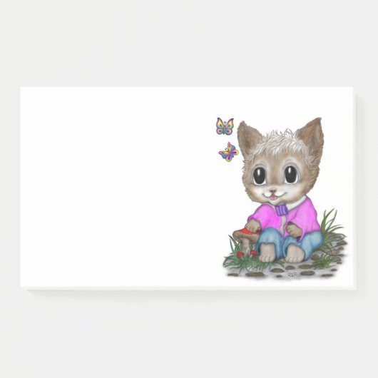 Schattigee kat en vlinder post-it® notes (Voorkant)