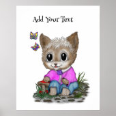 Schattigee kat en vlinder poster (Voorkant)