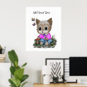 Schattigee kat en vlinder poster (Thuiskantoor)