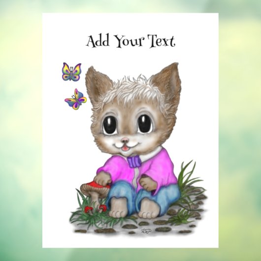 Schattigee kat en vlinder raamsticker (Vel 3)