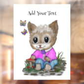 Schattigee kat en vlinder raamsticker (Vel 2)