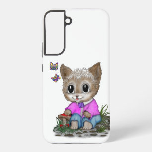 Schattigee kat en vlinder samsung galaxy hoesje
