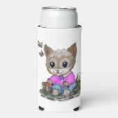 Schattigee kat en vlinder seltzer blikjeskoeler (Seltzer Voorkant)