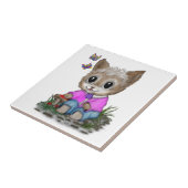 Schattigee kat en vlinder tegeltje (Zijkant)