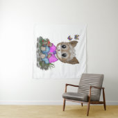 Schattigee kat en vlinder wandkleed (In Situ (horizontaal))