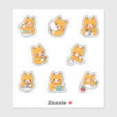 Schattigee kat eten kawaii douane stickers (Vel)