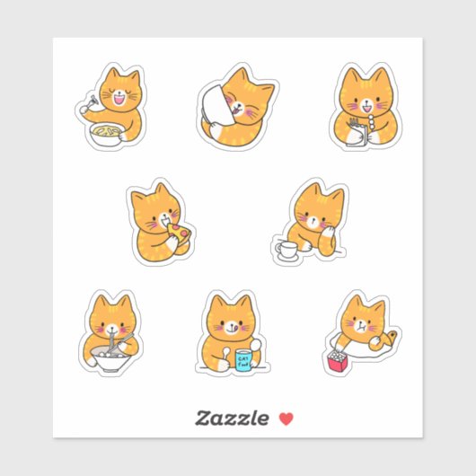 Schattigee kat eten kawaii douane stickers (Vel)