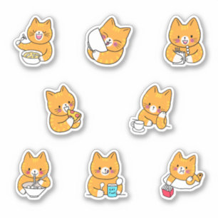 Schattigee kat eten kawaii douane stickers