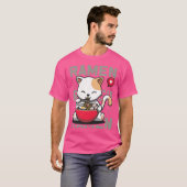 Schattigee Kat Eten Ramen Noodles Kawaii Kittie Ea T-shirt (Voorkant volledig)