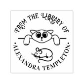 Schattigee Kat Eying Mouse Ronde Bibliotheek Boekn Zelfinktende Stempel (Design)