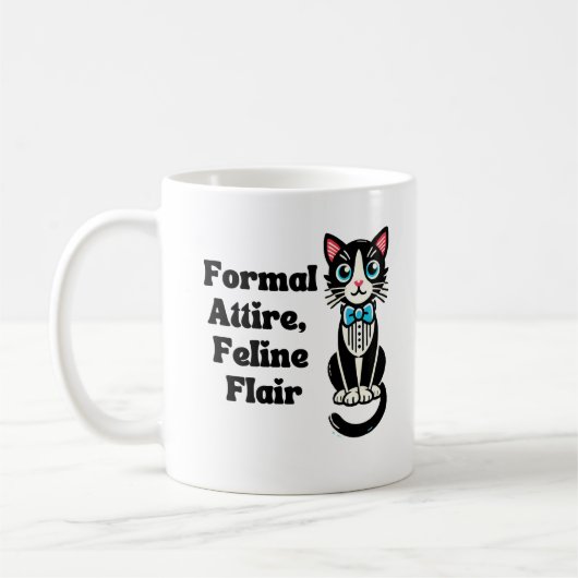 Schattigee kat "formele kleding, Feline Flair" Koffiemok (Links)