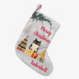 Schattigee Kat Foto Monogram Typografie Kerstplezi Kleine Kerstsok