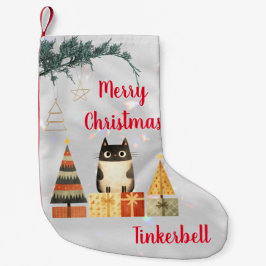 Schattigee Kat Foto Monogram Typografie Kerstplezi Kleine Kerstsok