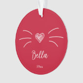 Schattigee kat foto rood ornament (voorkant)