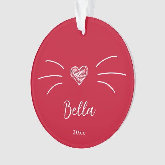 Schattigee kat foto rood ornament (voorkant)