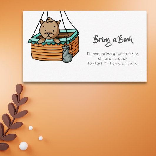 Schattigee kat genderneutraal neem een boek mee informatiekaartje
