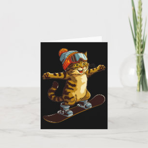Schattigee kat geniet van snowboarden kaart