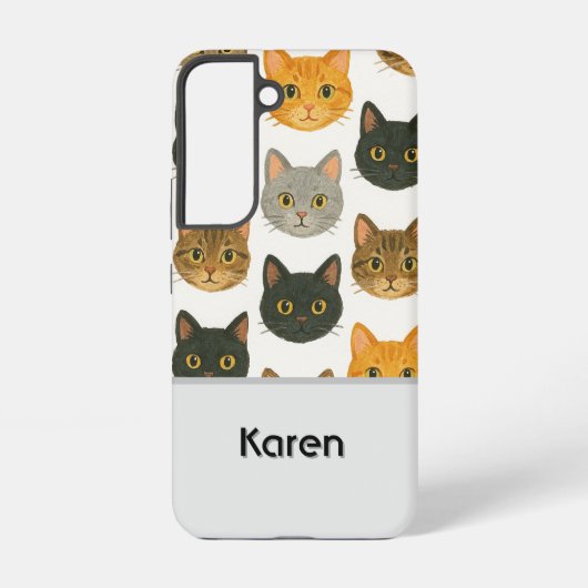 Schattigee kat gepersonaliseerd samsung galaxy hoesje (Achterkant)