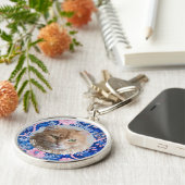 Schattigee kat gepersonaliseerde kat liefhebber fo sleutelhanger (Zijkant)