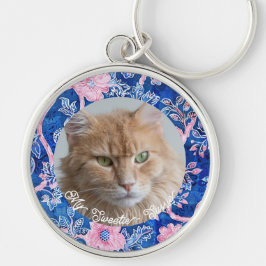 Schattigee kat gepersonaliseerde kat liefhebber fo sleutelhanger