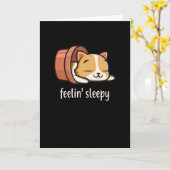 Schattigee Kat gevoel slaperig Kitten Slaap moe Ka Kaart (Gele Bloem)