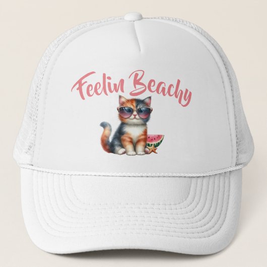 Schattigee kat gevoel strand trucker pet (Voorkant)