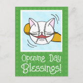 Schattigee kat gezicht honkbal openingsdag veel su briefkaart (Voorkant)
