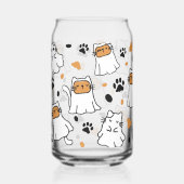 Schattigee Kat Ghost Halloween Blikvorm Glas (Voorkant)