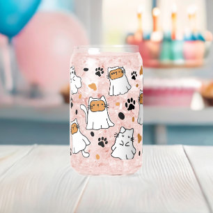 Schattigee Kat Ghost Halloween Blikvorm Glas