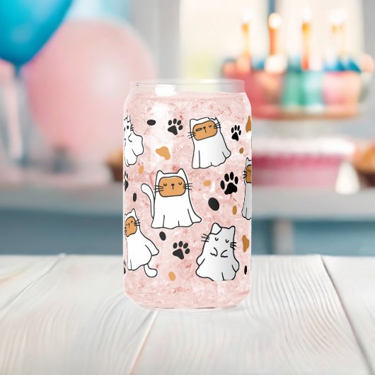 Schattigee Kat Ghost Halloween Blikvorm Glas (Insitu (Baby Shower))