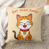 Schattigee kat glimlacht met 'Get Well Soon'-beric Kussen (Deken)
