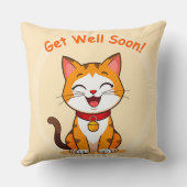 Schattigee kat glimlacht met 'Get Well Soon'-beric Kussen (Achterkant)