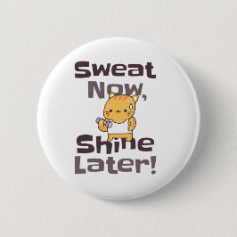 Schattigee Kat Gym Motivatie Speld - "Zweet Nu!" Ronde Button 5,7 Cm