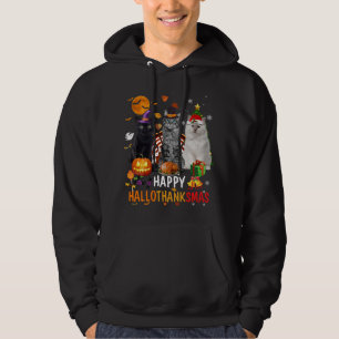 Schattigee Kat Halloween Vrolijk Kerstfeest Gelukk Hoodie