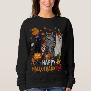 Schattigee Kat Halloween Vrolijk Kerstfeest Gelukk Trui