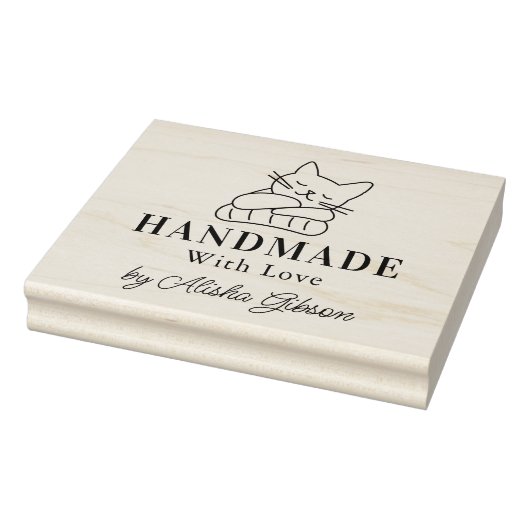 Schattigee Kat Handgemaakt met liefde, Grote Rubbe Rubberstempel (Stempel)