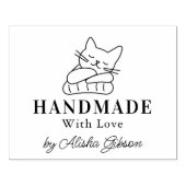 Schattigee Kat Handgemaakt met liefde, Grote Rubbe Rubberstempel (Afrduk)