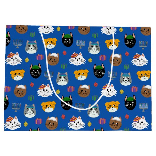 Schattigee kat Hannukah Patterned Groot Cadeauzakje (Achterkant)