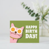 Schattigee kat Happy Birthday Briefkaart (Staand voorkant)