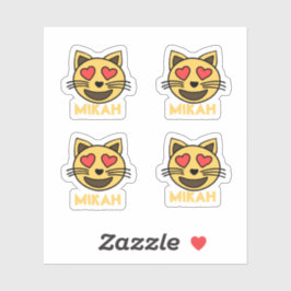 Schattigee Kat Hart Emoji Sticker Met Aangepaste N