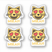 Schattigee Kat Hart Emoji Sticker Met Aangepaste N (Voorkant)
