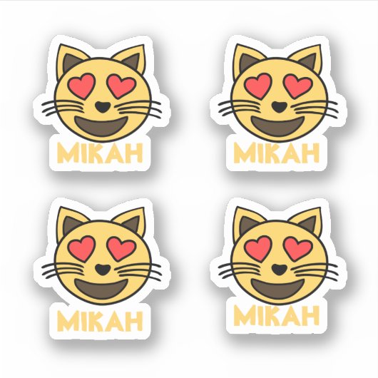 Schattigee Kat Hart Emoji Sticker Met Aangepaste N (Voorkant)