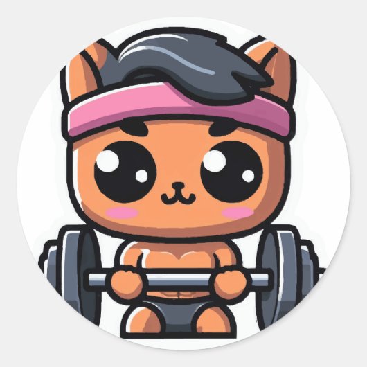 Schattigee kat hefgewichten ronde sticker (Voorkant)